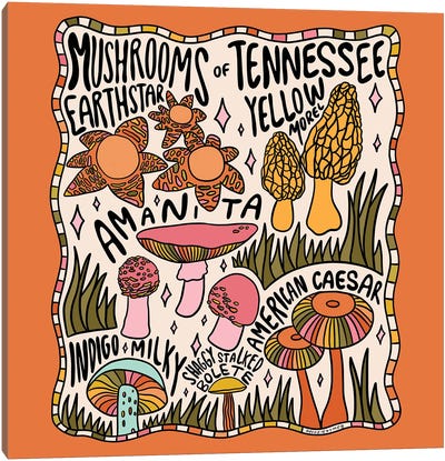 Mushrooms Of Tennessee Canvas Art Print - Mushroom Art