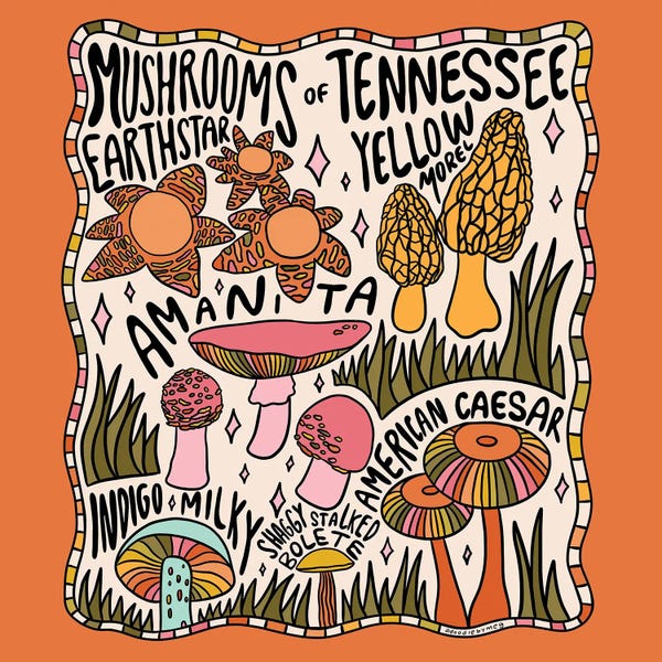 Tennessee: Mushrooms Of Tennessee by Doodle By Meg