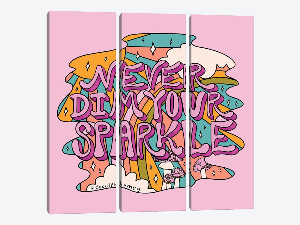 Never Dim Your Sparkle by Doodle By Meg 3-piece Canvas Art