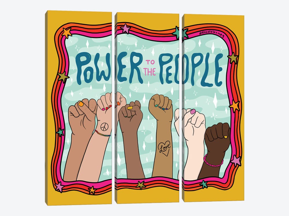 Power To The People by Doodle By Meg 3-piece Canvas Wall Art