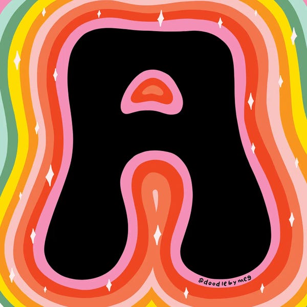 Alphabet: Rainbow A by Doodle By Meg