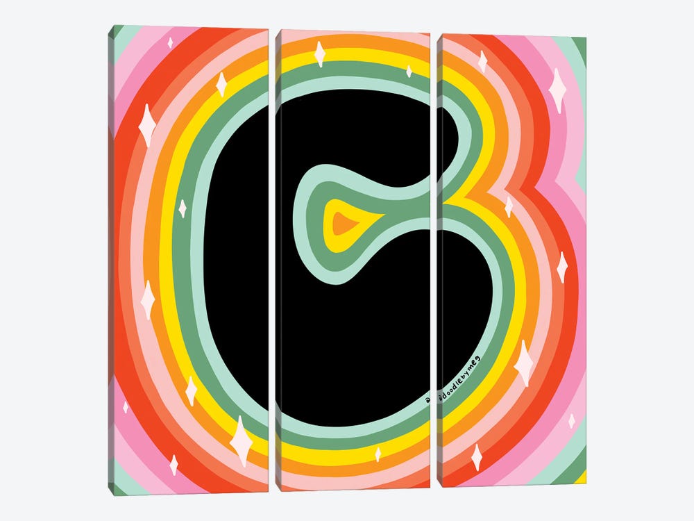 Rainbow C by Doodle By Meg 3-piece Canvas Art Print