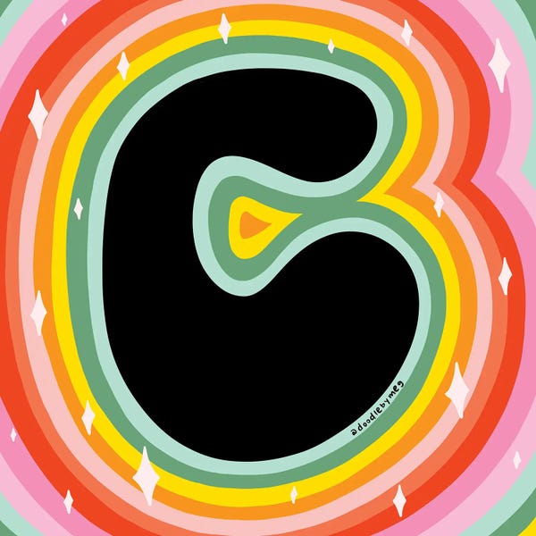 The Letter C: Rainbow C by Doodle By Meg