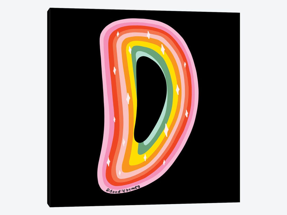 Rainbow D by Doodle By Meg 1-piece Canvas Wall Art