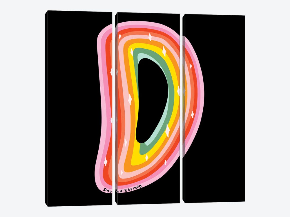 Rainbow D by Doodle By Meg 3-piece Canvas Art