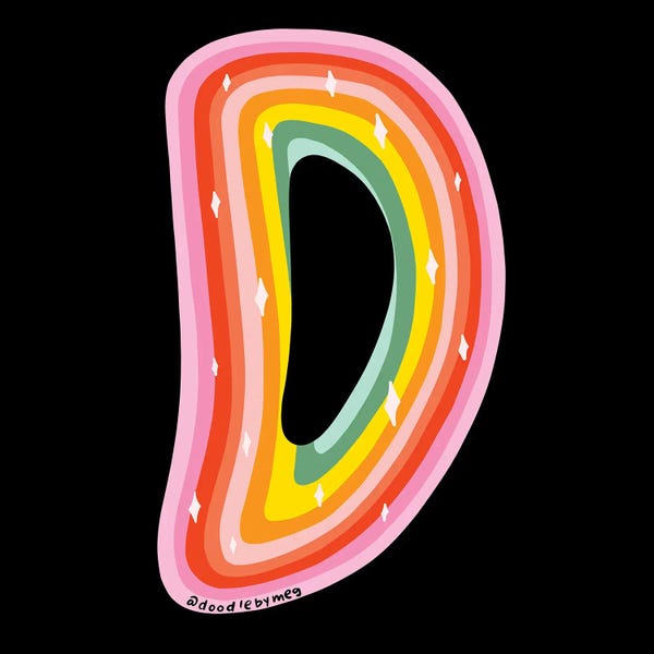 The Letter D: Rainbow D by Doodle By Meg