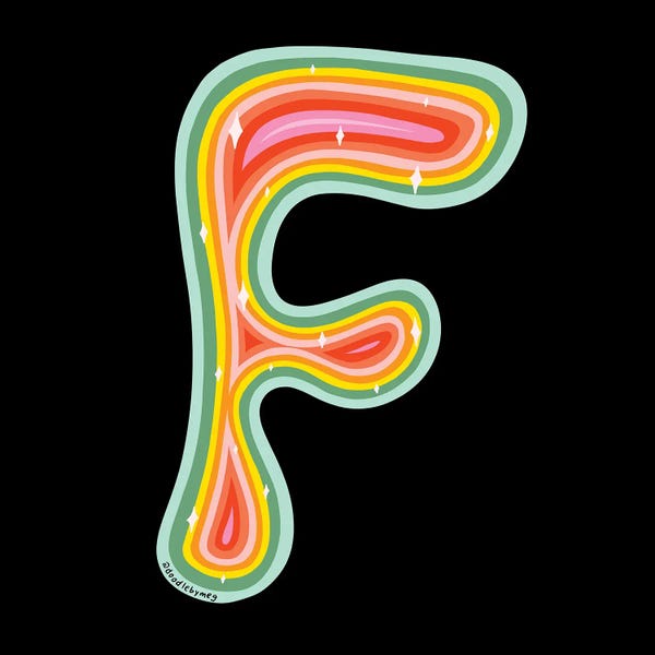 The Letter F: Rainbow F by Doodle By Meg
