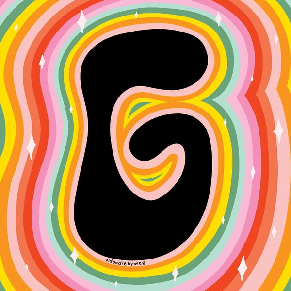 The Letter G: Rainbow G by Doodle By Meg