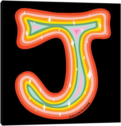 Rainbow J Canvas Art Print - Alphabet Art