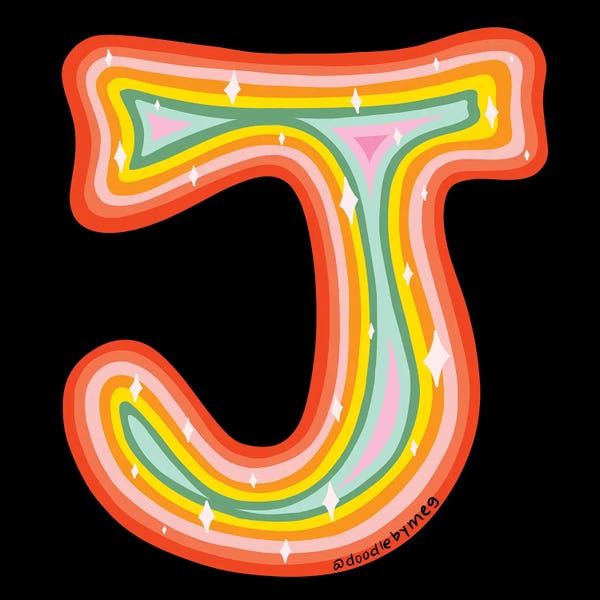 Alphabet: Rainbow J by Doodle By Meg