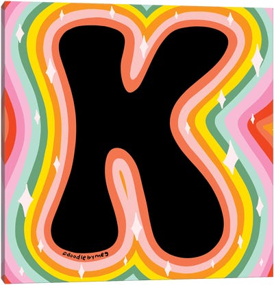 Rainbow K Canvas Art Print - Letter K