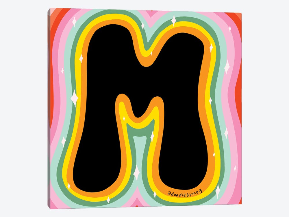 Rainbow M by Doodle By Meg 1-piece Canvas Wall Art