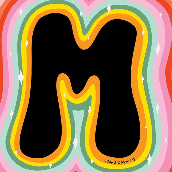 Doodle By Meg: Rainbow M by Doodle By Meg