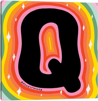 Rainbow Q Canvas Art Print - Letter Q
