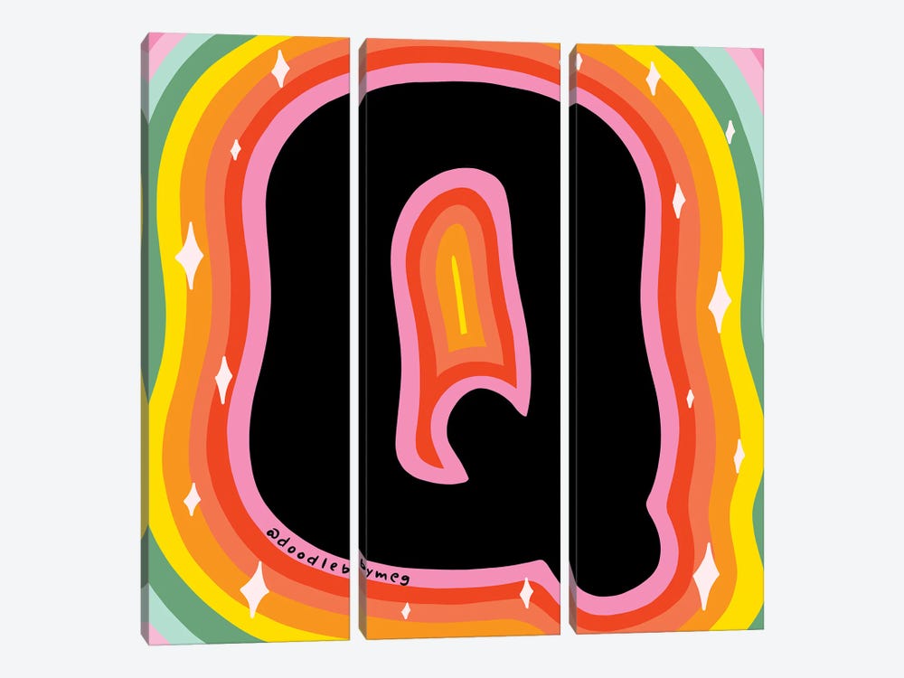 Rainbow Q by Doodle By Meg 3-piece Canvas Artwork