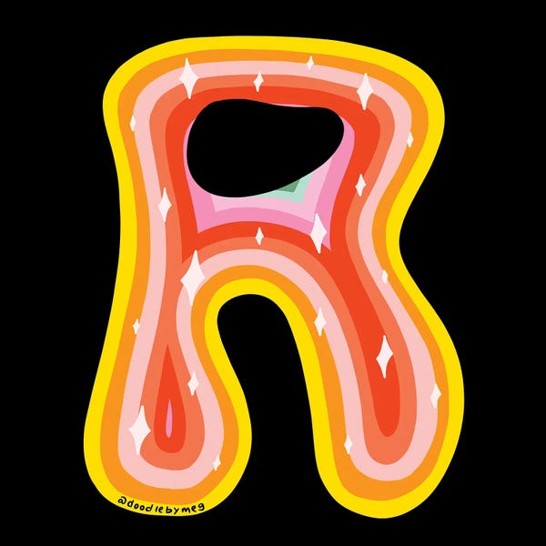 The Letter R: Rainbow R by Doodle By Meg