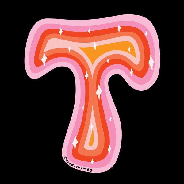 The Letter T: Rainbow T by Doodle By Meg