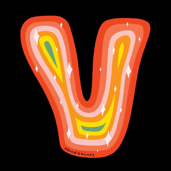 The Letter V: Rainbow V by Doodle By Meg