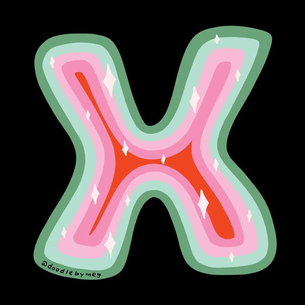 The Letter X: Rainbow X by Doodle By Meg