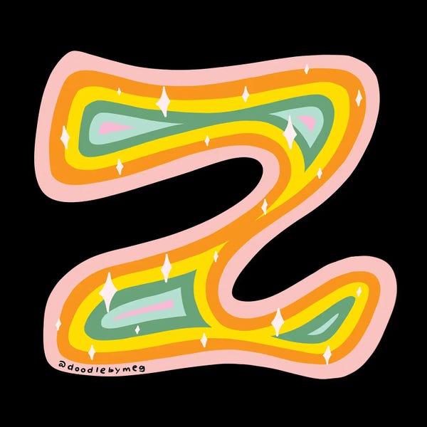 The Letter Z: Rainbow Z by Doodle By Meg