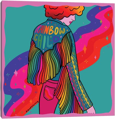 Rainbow Child Canvas Art Print - Doodle By Meg