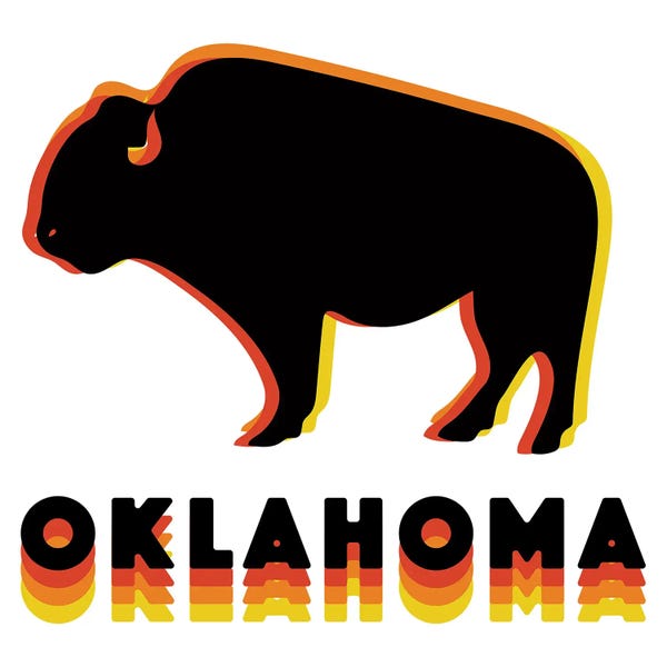 Doodle By Meg: Retro Oklahoma Buffalo by Doodle By Meg