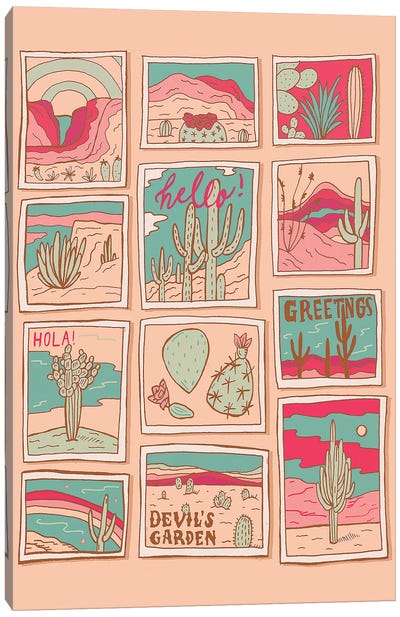 Retro Desert Postcards Canvas Art Print - Doodle By Meg