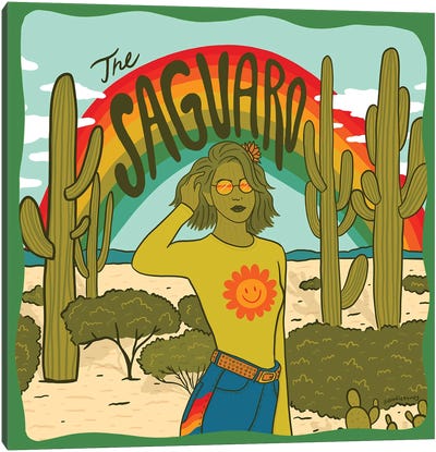 Saguaro Girl Canvas Art Print - Doodle By Meg