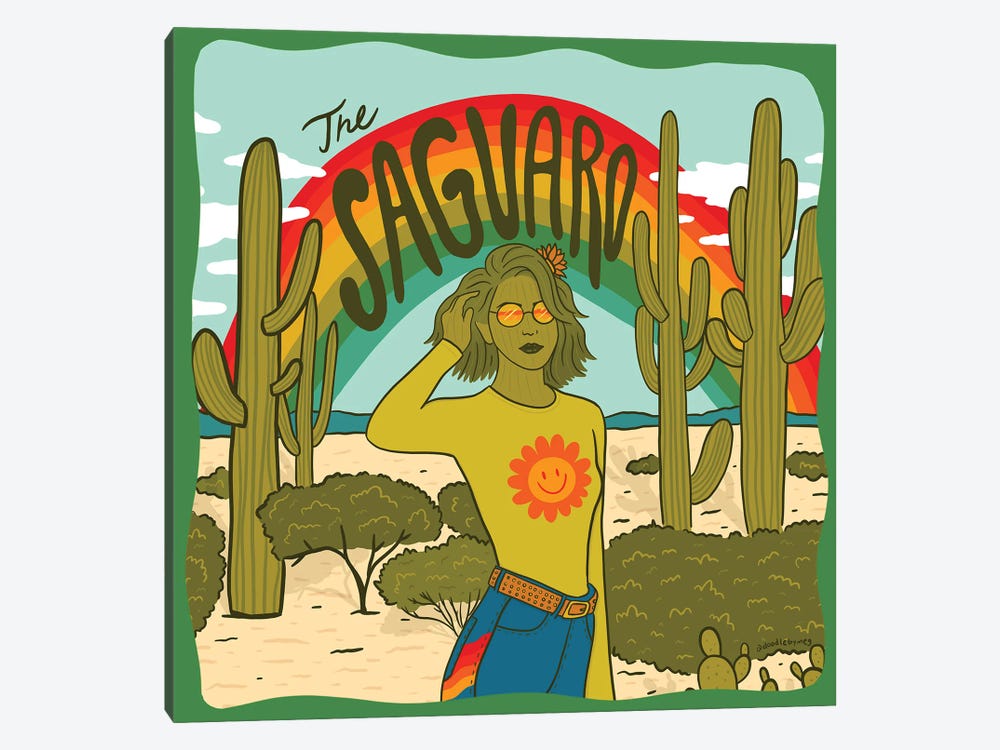 Saguaro Girl by Doodle By Meg 1-piece Canvas Art