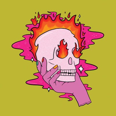 Skull On Fire by Doodle By Meg canvas print