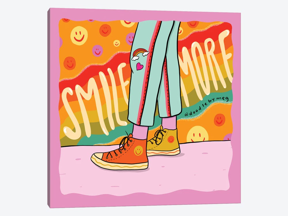 Smile More by Doodle By Meg 1-piece Canvas Artwork