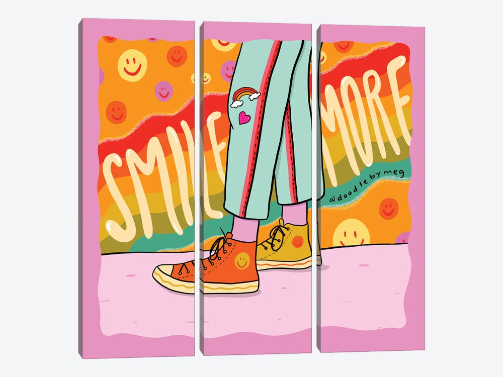 Smile More by Doodle By Meg 3-piece Canvas Wall Art