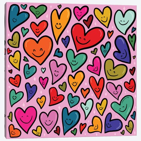 Smiling Heart Print Canvas Print #DDM166} by Doodle By Meg Canvas Artwork