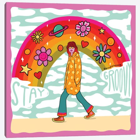 Stay Groovy Canvas Print #DDM168} by Doodle By Meg Canvas Print