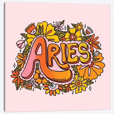 Aries Flower Canvas Print #DDM16} by Doodle By Meg Canvas Print