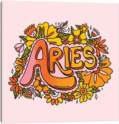 Aries Flower Canvas Art Print - Doodle By Meg