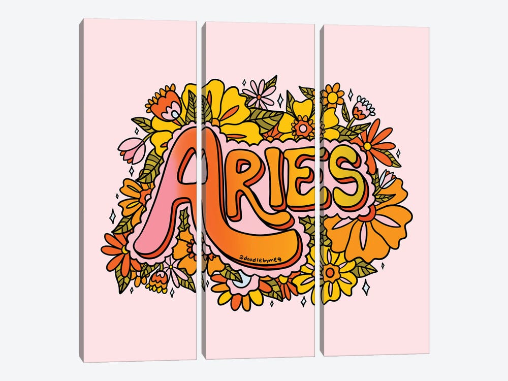 Aries Flower by Doodle By Meg 3-piece Canvas Art Print