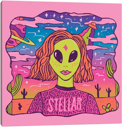 Stellar Girl Canvas Art Print - UFO Art