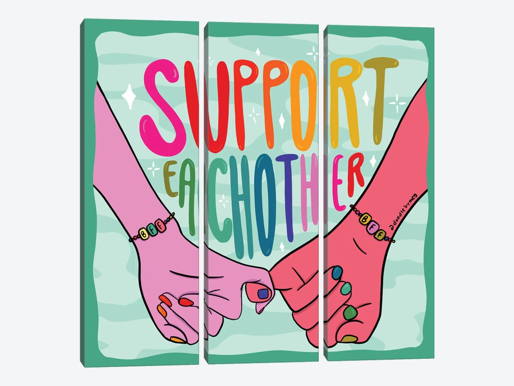 Support Each Other by Doodle By Meg 3-piece Canvas Artwork