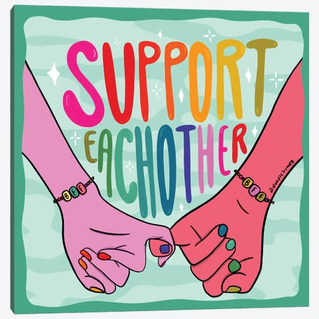 Support Each Other Canvas Print #DDM175} by Doodle By Meg Canvas Print