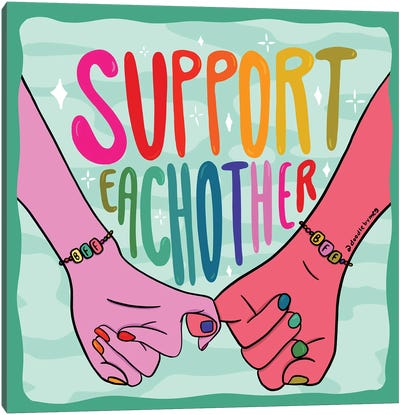 Support Each Other Canvas Art Print - Doodle By Meg