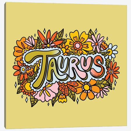 Taurus Flowers Canvas Print #DDM177} by Doodle By Meg Canvas Print