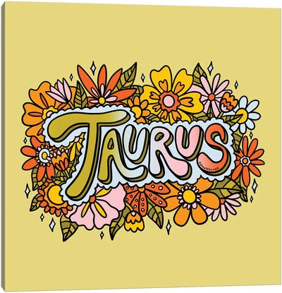 Taurus Flowers Canvas Art Print - Doodle By Meg