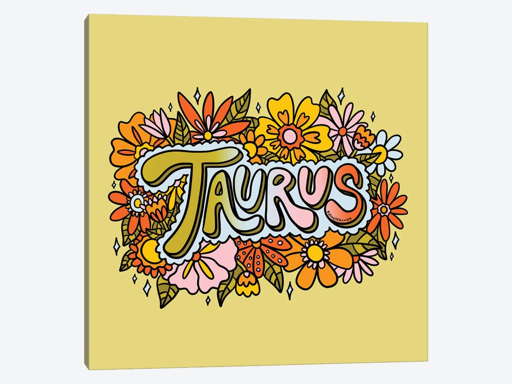 Taurus Flowers by Doodle By Meg 1-piece Canvas Art