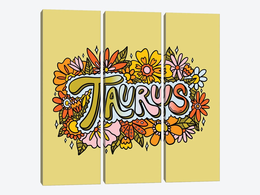 Taurus Flowers by Doodle By Meg 3-piece Canvas Artwork
