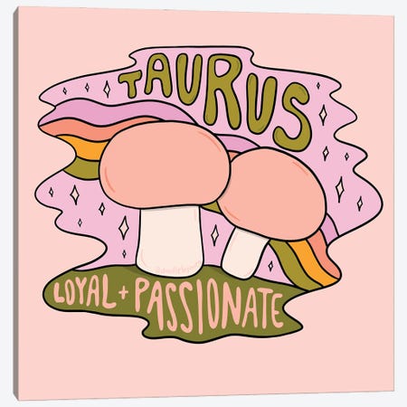 Taurus Mushroom Canvas Print #DDM179} by Doodle By Meg Canvas Art