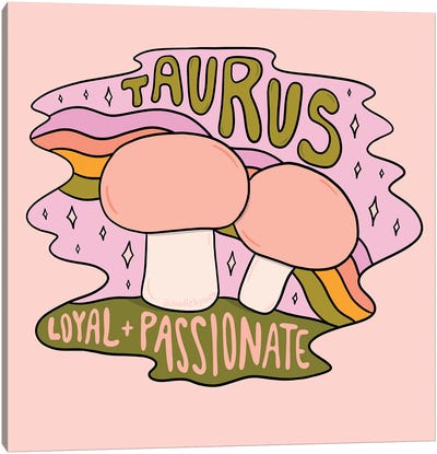 Taurus Mushroom Canvas Art Print - Doodle By Meg
