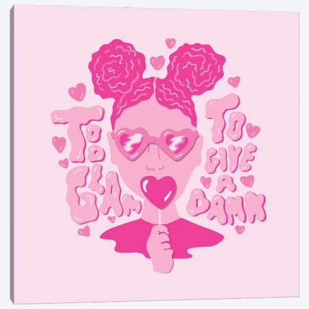 Too Glam To Give A Damn Canvas Print #DDM184} by Doodle By Meg Canvas Wall Art