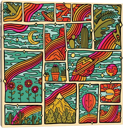 Traveling Rainbow Print Canvas Art Print - Doodle By Meg