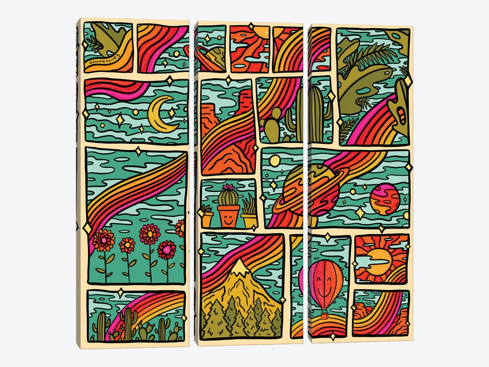 Traveling Rainbow Print by Doodle By Meg 3-piece Art Print